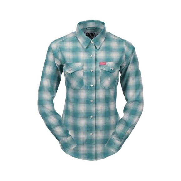 Dixxon Flannel Co Fria Pearl Snap Blue Plaid Shirt Womens Small Western Vixxon - Picture 4 of 6